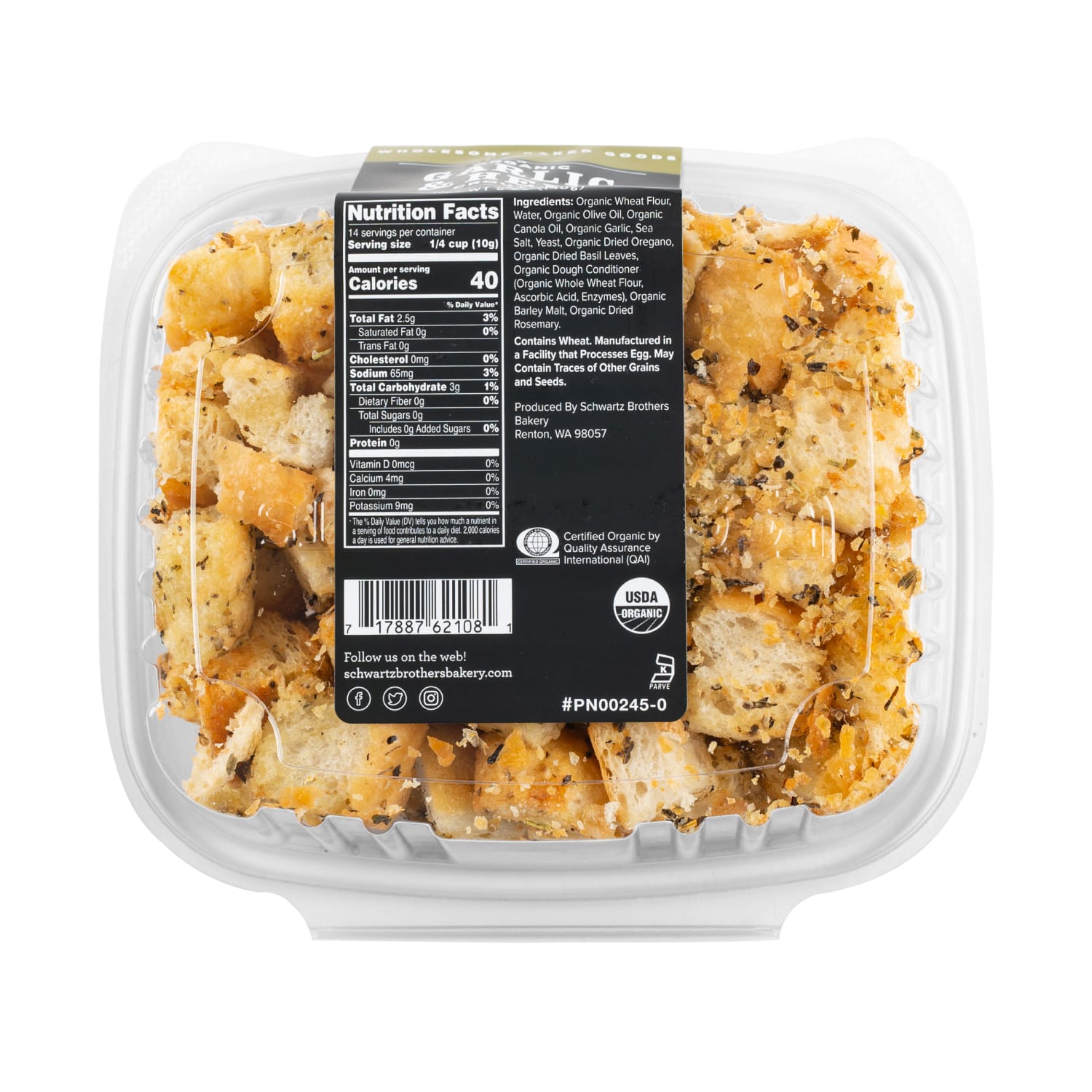 Garlic and Herb Croutons back label